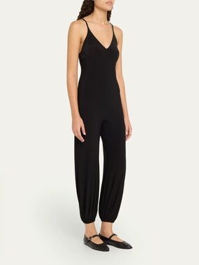 NORMA KAMALI V-Neck Sleeveless Jogger Jumpsuit